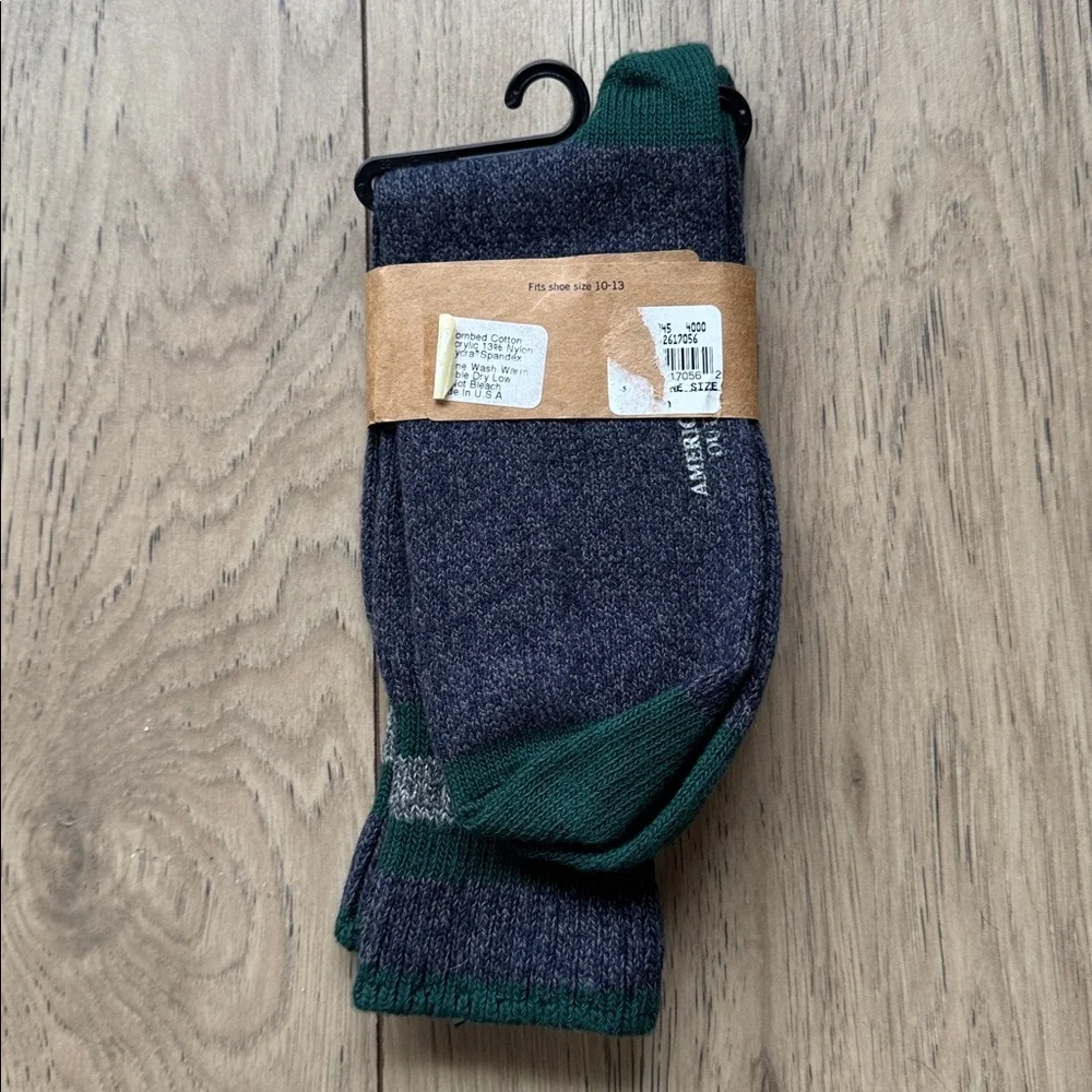 American Eagle Outfitters Men’s Charcoal Gray & Forest Green Rugged Socks 10-13